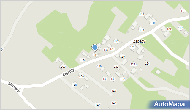 Jawornik Polski, Zapady, 133, mapa Jawornik Polski