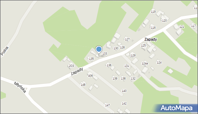 Jawornik Polski, Zapady, 134, mapa Jawornik Polski