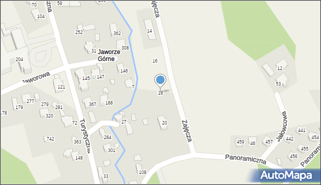 Jaworze, Zajęcza, 18, mapa Jaworze