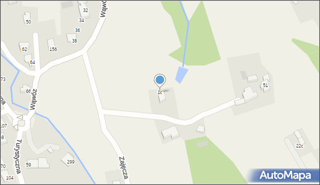 Jaworze, Zajęcza, 1c, mapa Jaworze