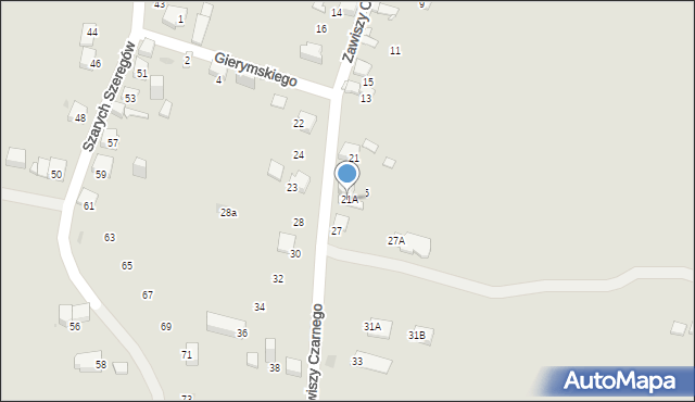Jaworzno, Zawiszy Czarnego, 21A, mapa Jaworzno