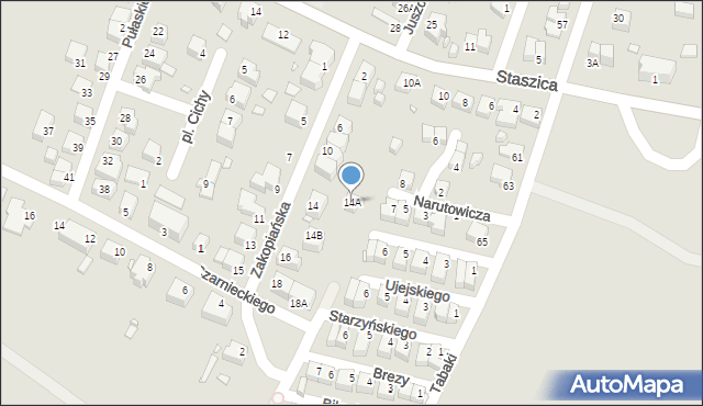 Jelenia Góra, Zakopiańska, 14A, mapa Jelenia Góra