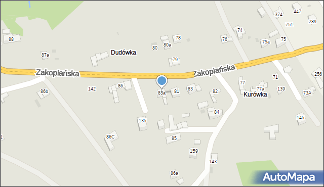 Jordanów, Zakopiańska, 83a, mapa Jordanów