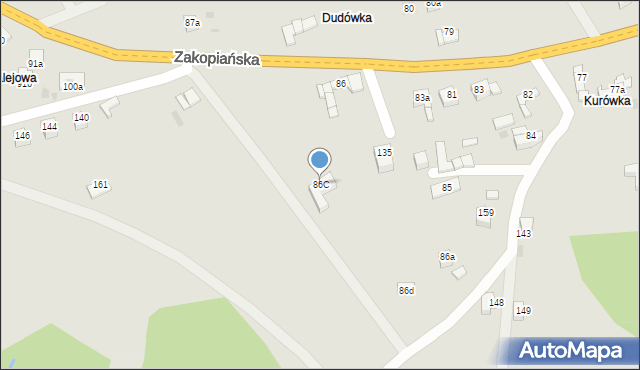 Jordanów, Zakopiańska, 86C, mapa Jordanów