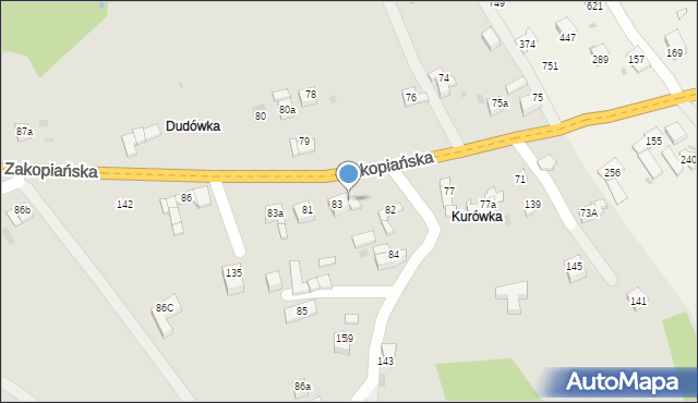 Jordanów, Zakopiańska, 88a, mapa Jordanów