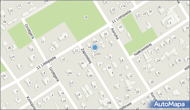 Józefów, Zapolskiej Gabrieli, 1, mapa Józefów