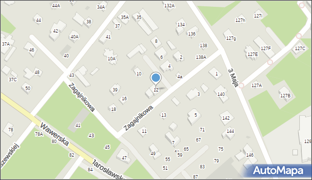 Józefów, Zagajnikowa, 12, mapa Józefów