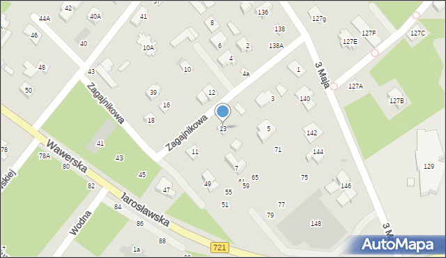 Józefów, Zagajnikowa, 13, mapa Józefów