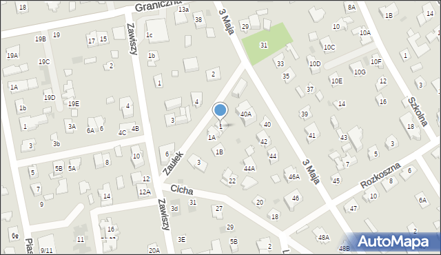 Józefów, Zaułek, 1, mapa Józefów