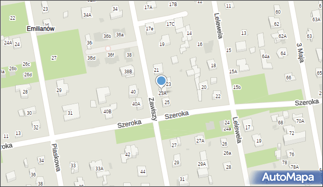 Józefów, Zawiszy, 23A, mapa Józefów