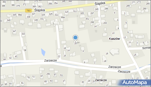Kaszów, Zarzecze, 10, mapa Kaszów