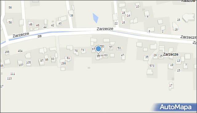 Kaszów, Zarzecze, 65, mapa Kaszów