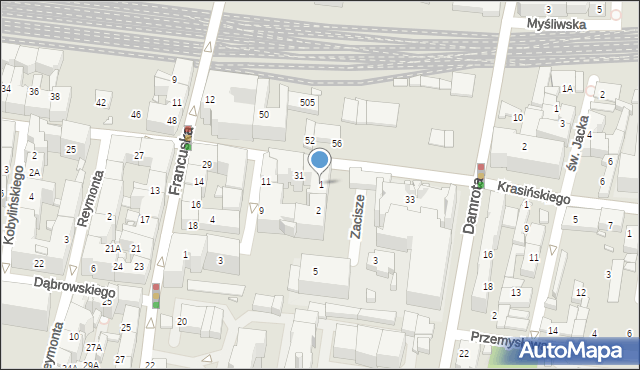 Katowice, Zacisze, 1, mapa Katowic