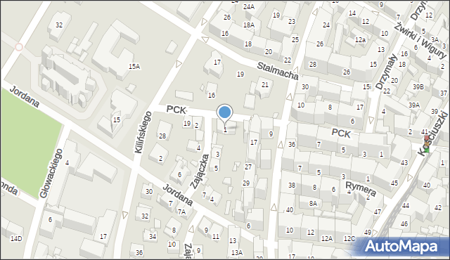 Katowice, Zajączka Józefa, gen., 1, mapa Katowic