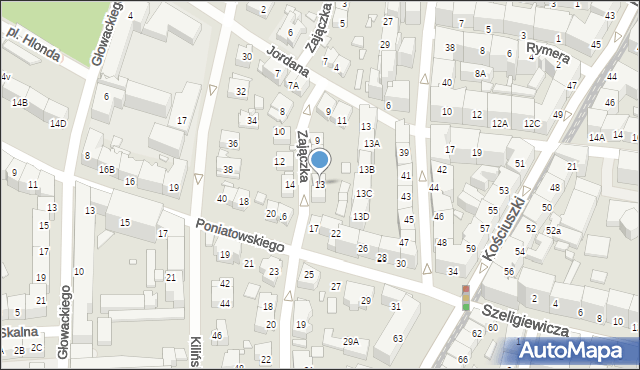 Katowice, Zajączka Józefa, gen., 13, mapa Katowic