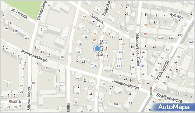 Katowice, Zajączka Józefa, gen., 14, mapa Katowic