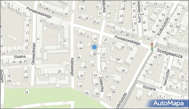 Katowice, Zajączka Józefa, gen., 20, mapa Katowic