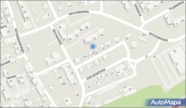 Katowice, Zakopiańska, 27, mapa Katowic