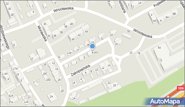 Katowice, Zakopiańska, 7, mapa Katowic