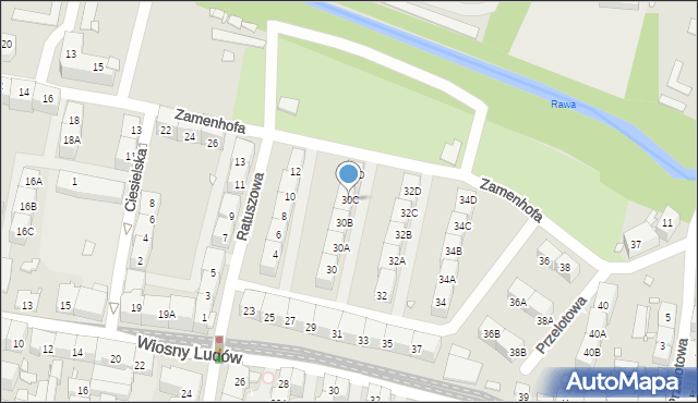 Katowice, Zamenhofa Ludwika, dr., 30C, mapa Katowic