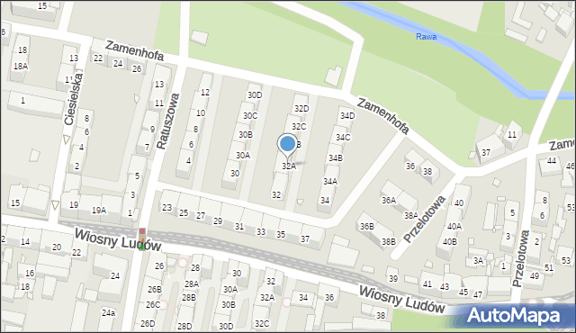 Katowice, Zamenhofa Ludwika, dr., 32A, mapa Katowic