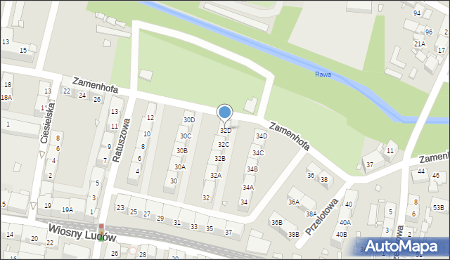 Katowice, Zamenhofa Ludwika, dr., 32D, mapa Katowic