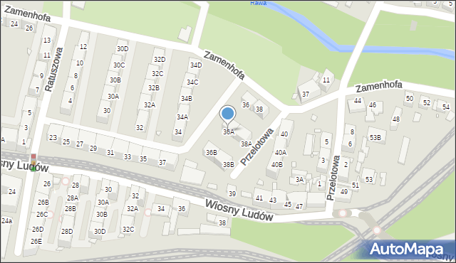 Katowice, Zamenhofa Ludwika, dr., 36A, mapa Katowic