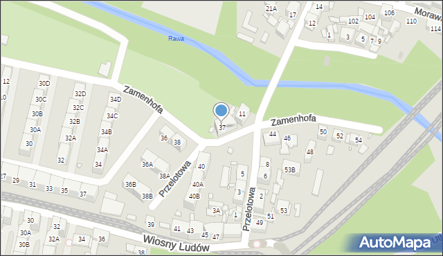 Katowice, Zamenhofa Ludwika, dr., 37, mapa Katowic