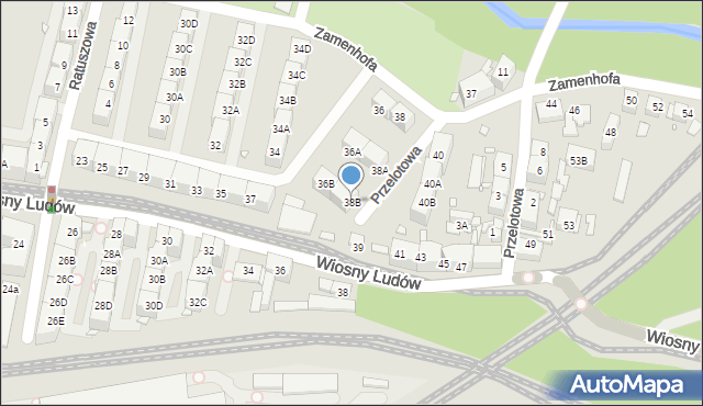 Katowice, Zamenhofa Ludwika, dr., 38B, mapa Katowic