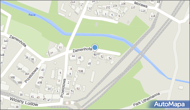 Katowice, Zamenhofa Ludwika, dr., 50, mapa Katowic