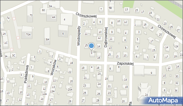 Katowice, Zapolskiej Gabrieli, 1, mapa Katowic