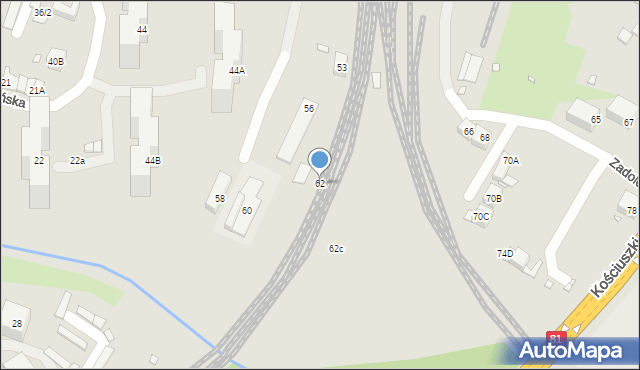 Katowice, Zadole, 62, mapa Katowic
