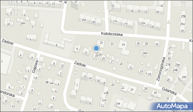 Katowice, Zadole, 13, mapa Katowic
