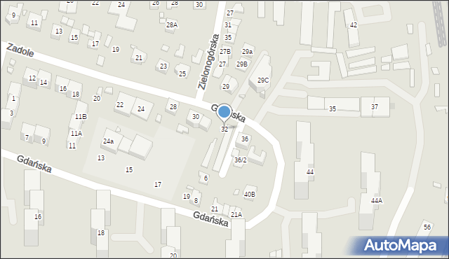 Katowice, Zadole, 32, mapa Katowic
