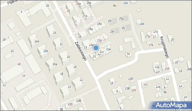 Katowice, Zabłockiego Franciszka, 21a, mapa Katowic