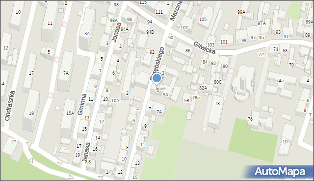 Katowice, Zarębskiego Juliusza, 5, mapa Katowic