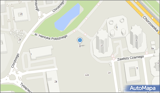 Katowice, Zawiszy Czarnego, 12, mapa Katowic