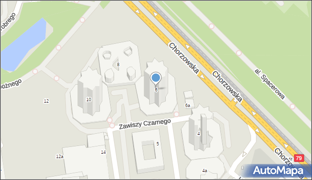 Katowice, Zawiszy Czarnego, 6, mapa Katowic