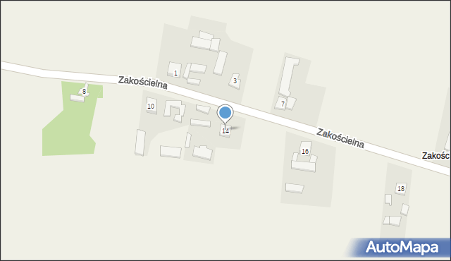 Kidów, Zakościelna, 14, mapa Kidów