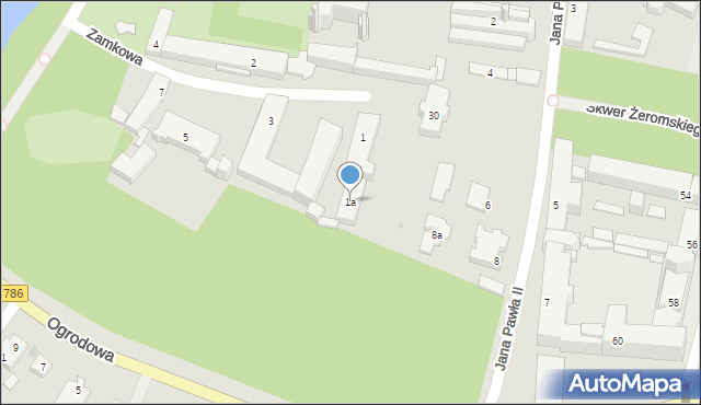 Kielce, Zamkowa, 1a, mapa Kielc