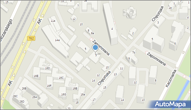 Kielce, Zapomniana, 3, mapa Kielc