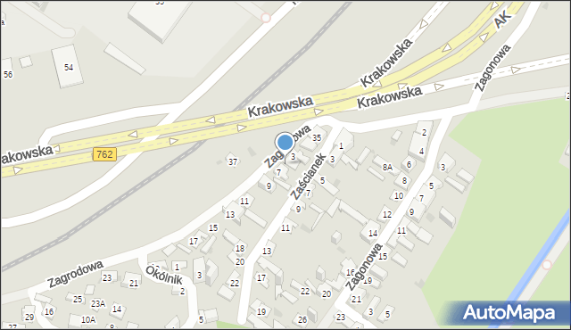 Kielce, Zagrodowa, 5, mapa Kielc