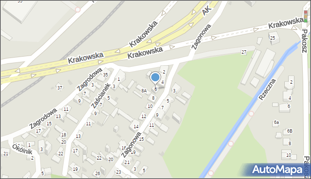 Kielce, Zagonowa, 6, mapa Kielc