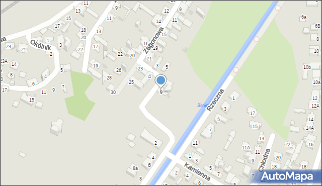 Kielce, Zakręt, 9, mapa Kielc