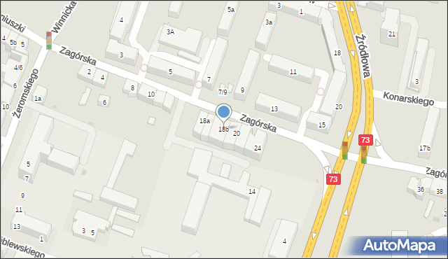 Kielce, Zagórska, 18b, mapa Kielc