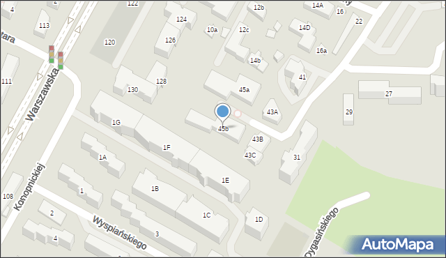 Kielce, Zapolskiej Gabrieli, 45b, mapa Kielc
