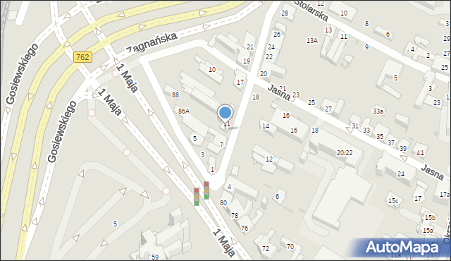Kielce, Zagnańska, 9, mapa Kielc