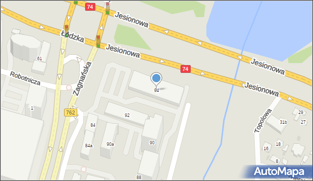 Kielce, Zagnańska, 94, mapa Kielc