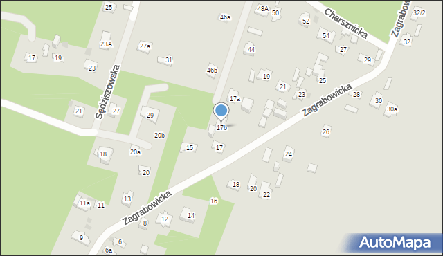 Kielce, Zagrabowicka, 17b, mapa Kielc