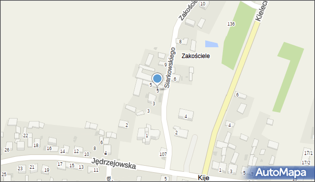 Kije, Zakościelna, 5, mapa Kije